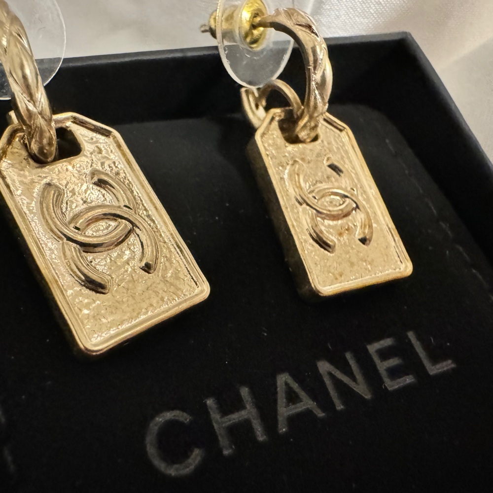 Chanel CC Tag Drop Earrings